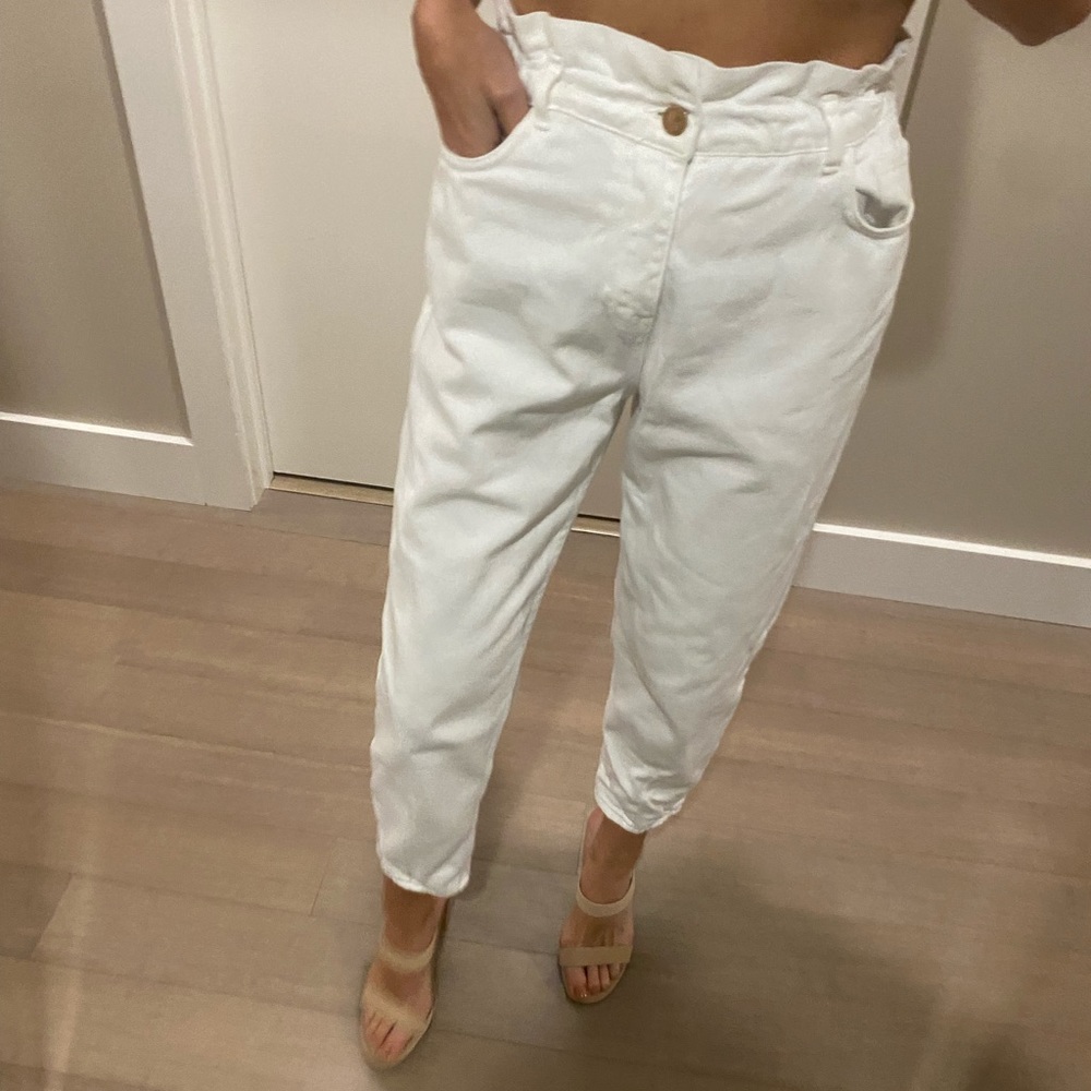High waist paper bag jeans